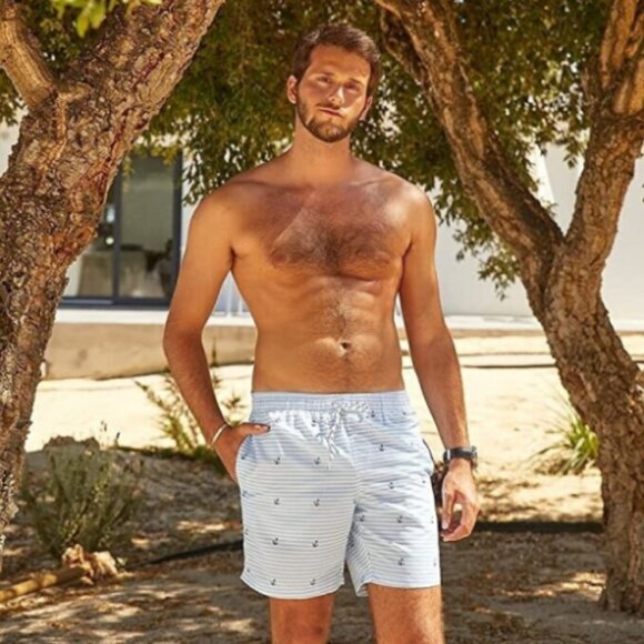 MaaMgic Men's Swim Trunks, Quick Dry Shorts with Mesh Lining Small Anchors - Picture 1 of 6